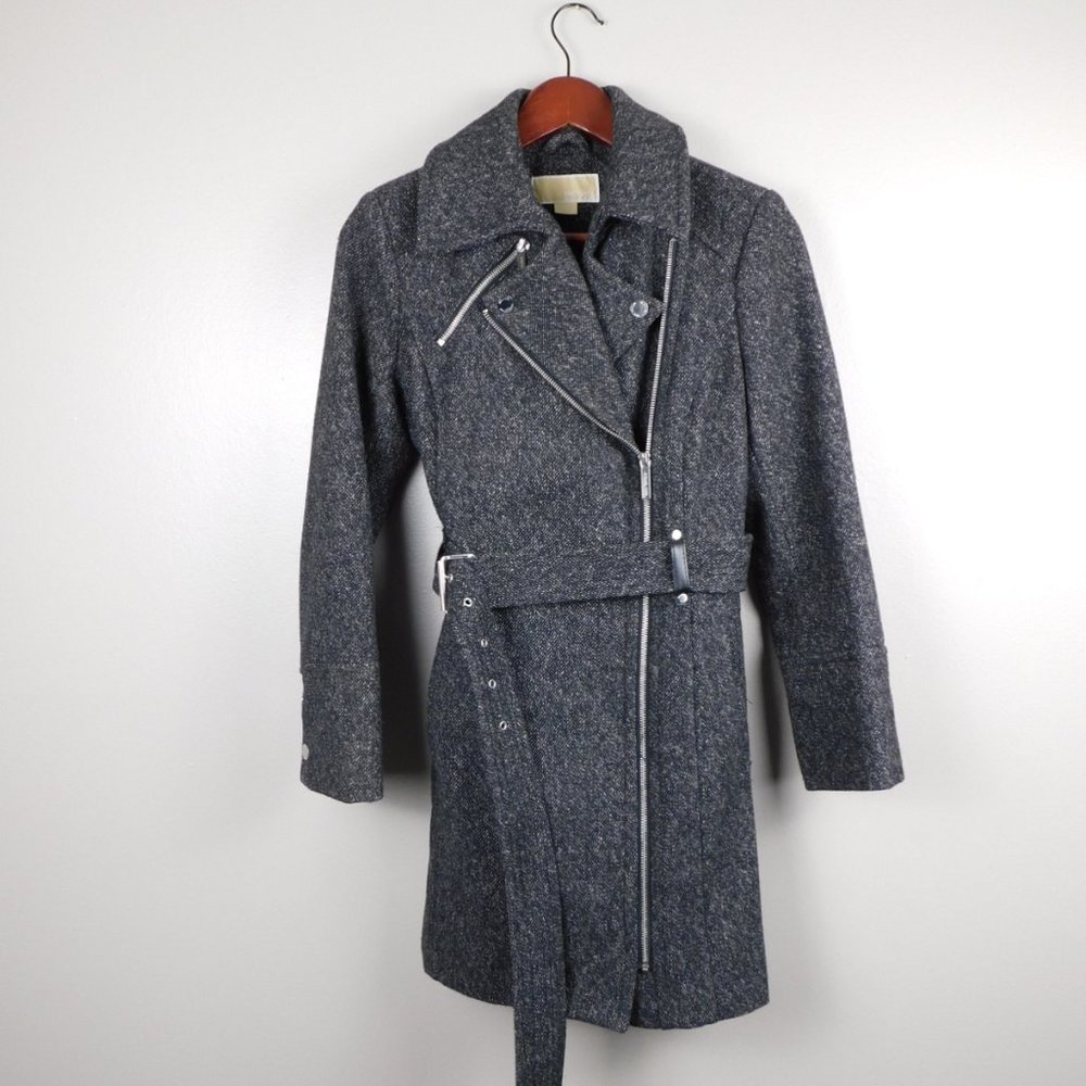 Michael Kors Wool Blend Zip Front Coat SIZE XS - Picture 2 of 9